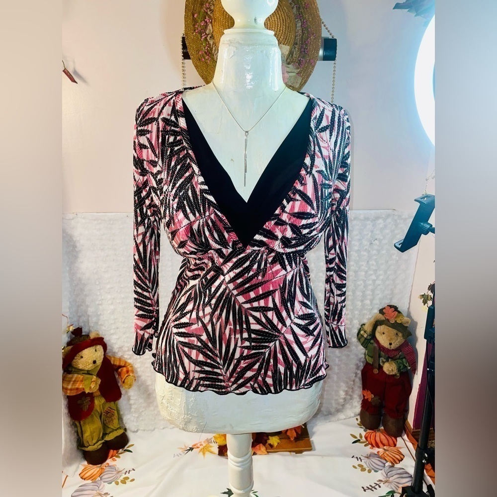 Daily 3/$25 NWOT New Direction Shimmer Shear Long Sleeve V Neck Blouse